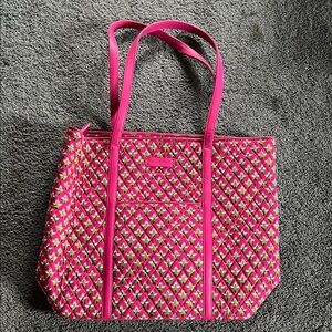 Vera Bradley Pink and Green Quilted Tote